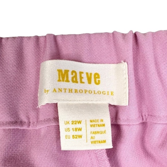 Anthropologie Maeve lilac purple pink cuffed pant pockets high-rise straight 18W - Picture 2 of 16
